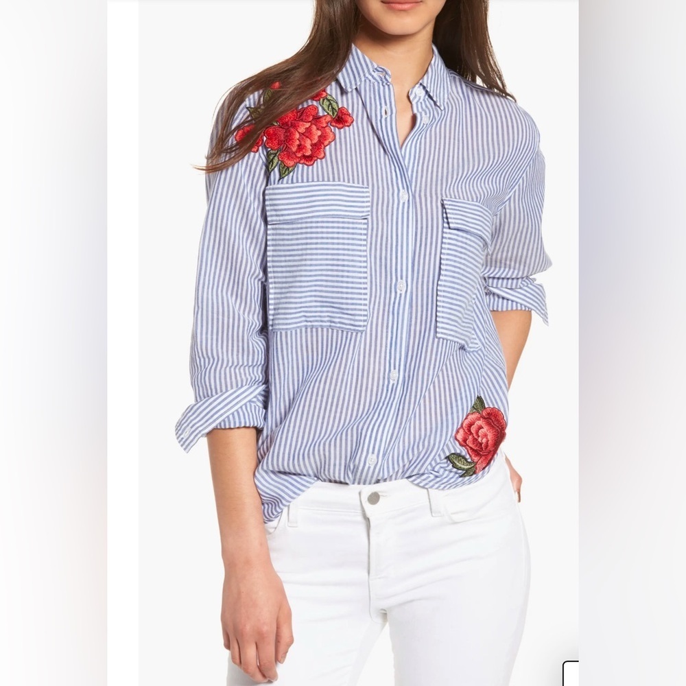 Rails Revolve Frances Banker Stripe With Floral P… - image 3